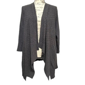 Eileen Fisher Linen Blend Drape Front Cardigan Sweater Size Large Lagenlook